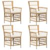 vidaXL Tuinstoelen 4 st Naturel PE rattan, Staal en Polyester Stof