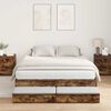 vidaXL Opbergbedframe met lade Gerookt eiken 140 cm Bewerkt hout