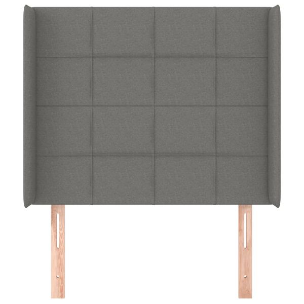 vidaXL Hoofdbord met randen 83x16x118/128 cm stof donkergrijs