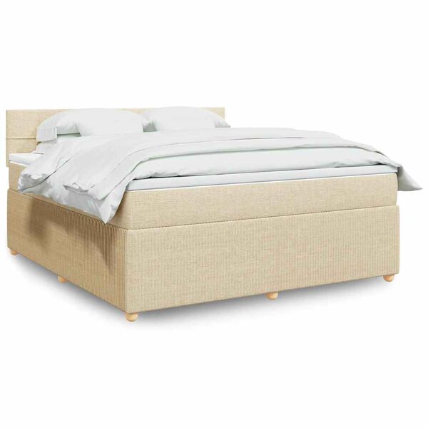 vidaXL Boxspring met matras stof cr&egrave;mekleurig 180x200 cm