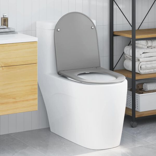vidaXL Snelle Ontgrendel Toiletzitting Grijs 44 x 36.4 x 3.4 cm