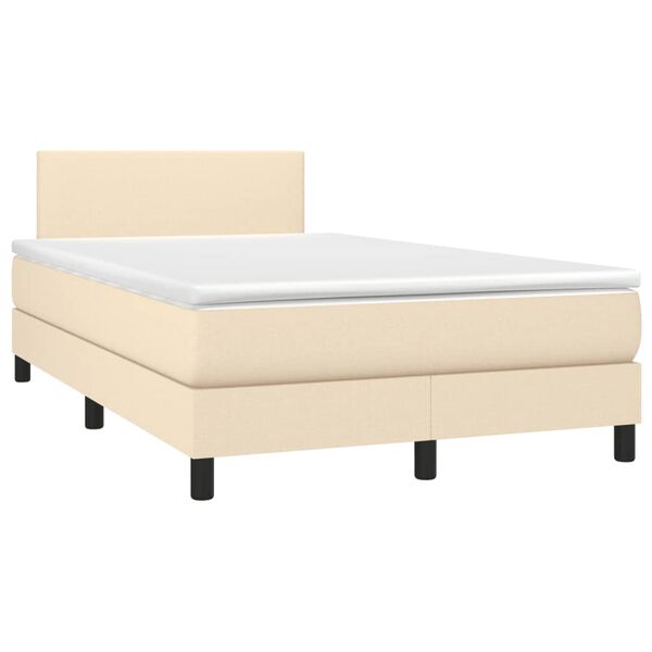 vidaXL Boxspring met matras stof cr&egrave;mekleurig 120x190 cm