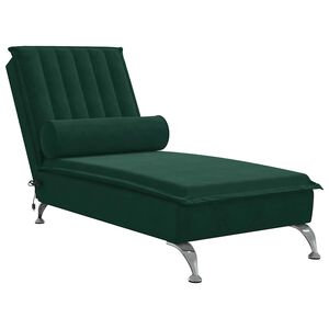 vidaXL Massage chaise longue met bolster fluweel donkergroen