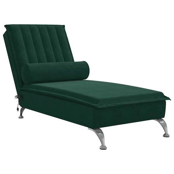 vidaXL Massage chaise longue met bolster fluweel donkergroen