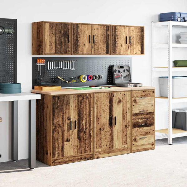 vidaXL Garage wandkast bewerkt hout oud hout