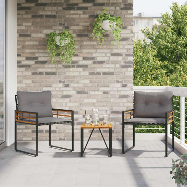 vidaXL Buitenmeubelset met kussen 3 pcs Lichtgrijs