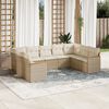 vidaXL 9-delige Loungeset met kussens poly rattan beige