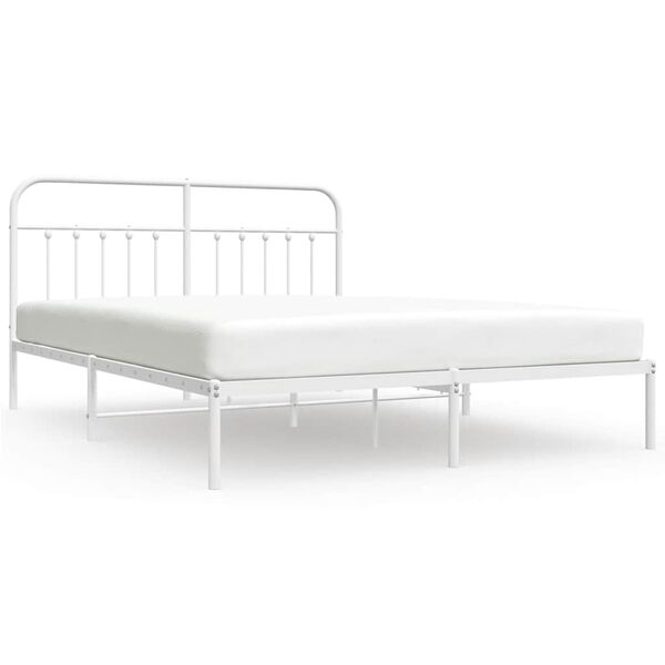 vidaXL Bedframe met hoofdbord metaal wit 160x200 cm