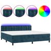 vidaXL Boxspring met matras en LED fluweel donkerblauw 100x200 cm