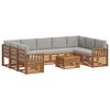 vidaXL Sofa-Sets 10 pcs Natuurlijk en Lichtgrijs Massief Acaciahout