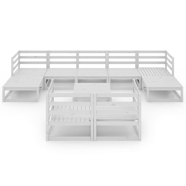 vidaXL 10-delige Loungeset massief grenenhout wit