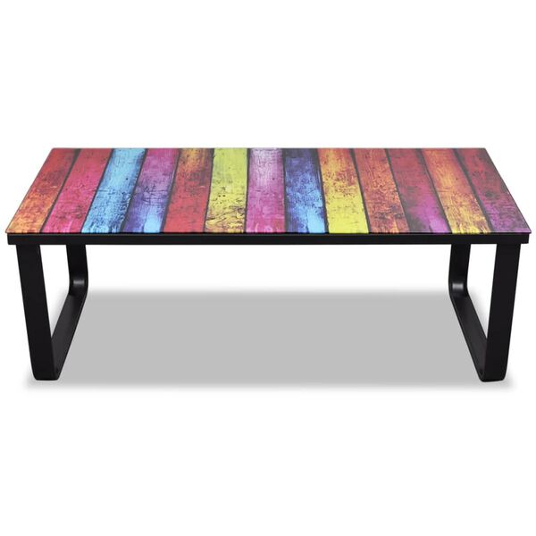 vidaXL Salontafel met regenboog-print glazen tafelblad