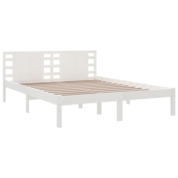 vidaXL Bedframe massief hout wit 150x200 cm