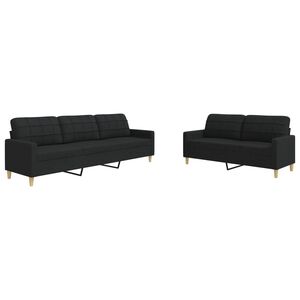 vidaXL 2-delige Loungeset stof zwart