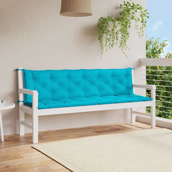 vidaXL Tuinbankkussens 2 st 200x50x7 cm stof turquoise