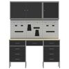vidaXL Werk Cabinet met lade met opslag 8 pcs Zwart 150 x 55 x 200 cm