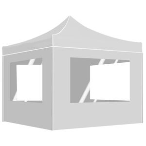 vidaXL Partytent inklapbaar met wanden 2x2 m aluminium wit
