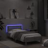 vidaXL Bedframe met hoofdbord en LED-verlichting betongrijs 100x200 cm
