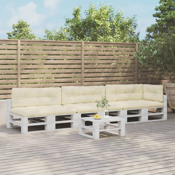 vidaXL Palletkussens 7 st stof cr&egrave;mekleurig