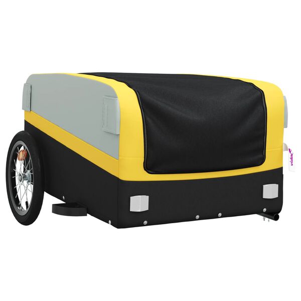 vidaXL Fietstrailer 45 kg ijzer zwart en geel