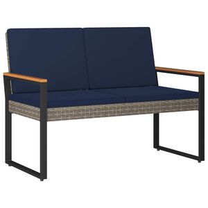 vidaXL Tuinbank Grijs en Marineblauw 107 x 61 x 80 cm poly rattan