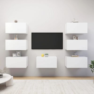 vidaXL Tv-meubelen 7 st 30,5x30x60 cm spaanplaat wit