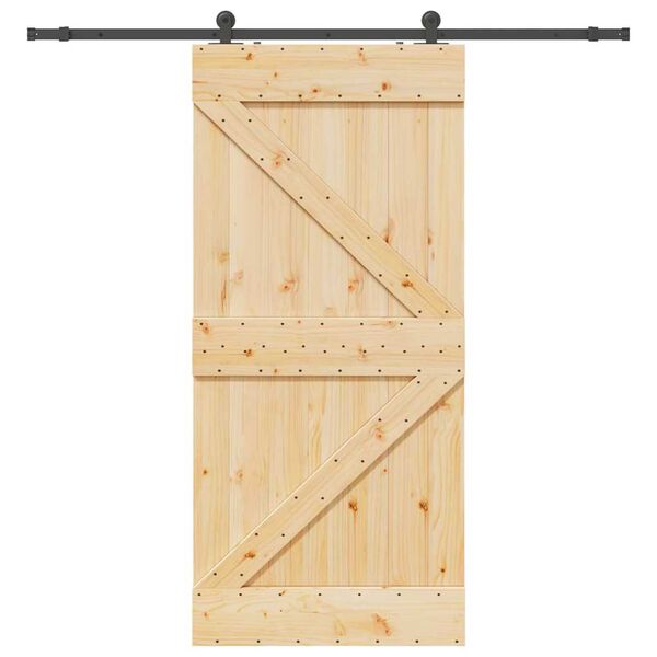 vidaXL Schuifdeur met beslag 90x210 cm massief grenenhout