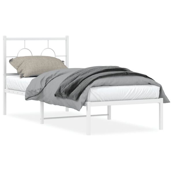 vidaXL Bedframe met hoofdbord metaal wit 80x200 cm