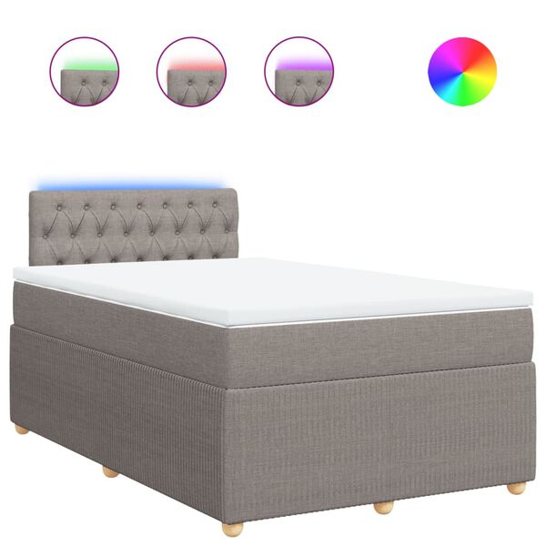 vidaXL Boxspring met matras stof taupe 120x190 cm