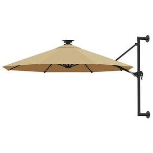vidaXL Wandparasol met LED's 300 cm taupe