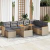 vidaXL 9-delige Loungeset met kussens poly rattan acacia beige