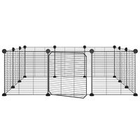 vidaXL Huisdierenkooi met deur 12 panelen 35x35 cm staal zwart