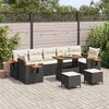 vidaXL Tuinbankenset met kussen 13 pcs Zwart en Cr&egrave;me poly rattan