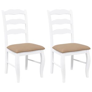 vidaXL Eetkamerstoelen met kussens 2 stuks wit massief hout rubber