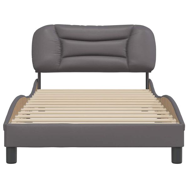 vidaXL Bedframe zonder matras "Hvar" kunstleer grijs 100x200 cm