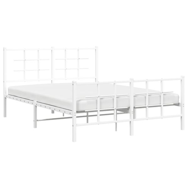 vidaXL Bedframe met hoofd- en voeteneinde metaal wit 140x200 cm