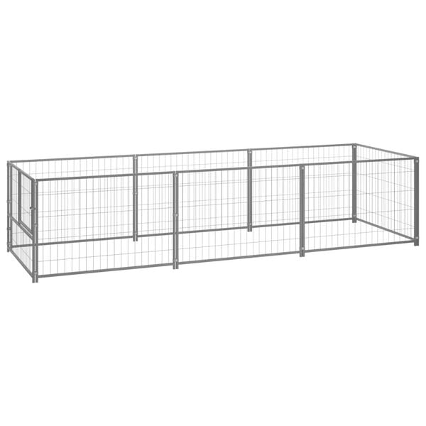 vidaXL Hondenkennel 3 m&sup2; staal zilverkleurig
