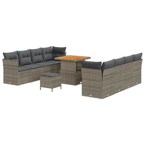 vidaXL Tuin Sofa Set 11 pcs Grijs Poly rattan en gepoedercoat staal