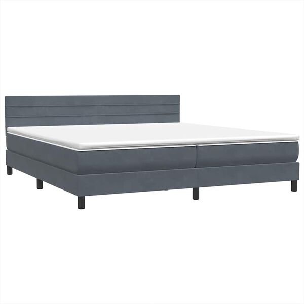 vidaXL Boxspring met matras fluweel donkergrijs 180x220 cm