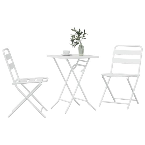 vidaXL Tuin Bistro Set 3 pcs Wit Staal