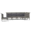 vidaXL 6-delige Loungeset met kussens poly rattan grijs