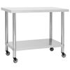 vidaXL Keukenwerktafel met wielen 100x60x85 cm roestvrij staal