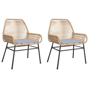 vidaXL Tuinstoelen 2 st met kussens poly rattan bruin