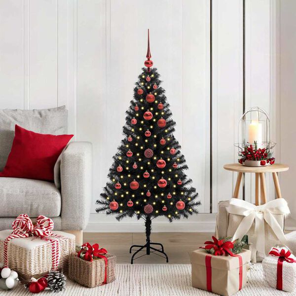 vidaXL Kerstboom met 150 LED met standaard Zwart 120 cm PVC