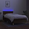 vidaXL Boxspring met matras en LED stof donkerbruin 100x200 cm