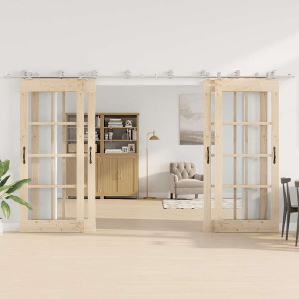 vidaXL Schuifdeur onderdelenset 400 cm roestvrij staal zilverkleurig