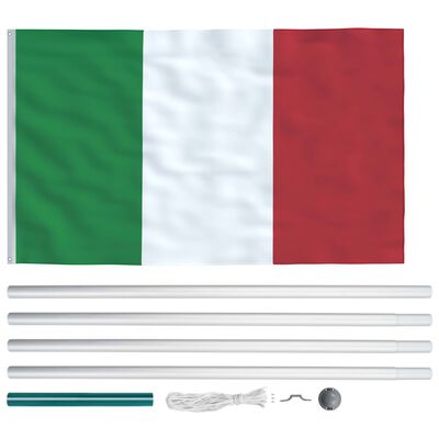 vidaXL Vlag met vlaggenmast Italië 6,2 m aluminium