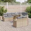 vidaXL Loungebankset met kussen 9 pcs Beige Poly riet
