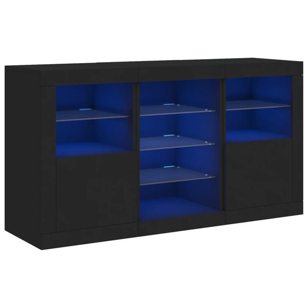 vidaXL Dressoir met LED-verlichting 123x37x67 cm zwart