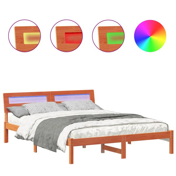 vidaXL Bedframe Wasbruin 140 x 200 cm Massief grenenhout